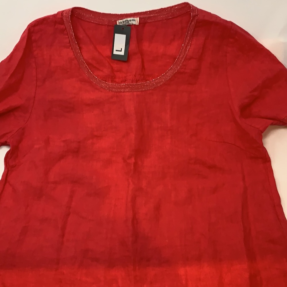 French pink linen blouse size L - Picture 12 of 16